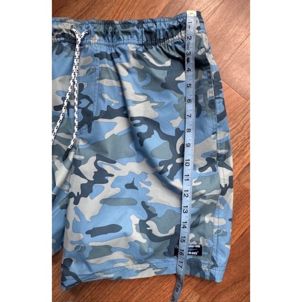 LL Bean Mens Mesh Brief Liner Blue Camo Camouflage Sport Swim Trunks MED - Picture 8 of 9